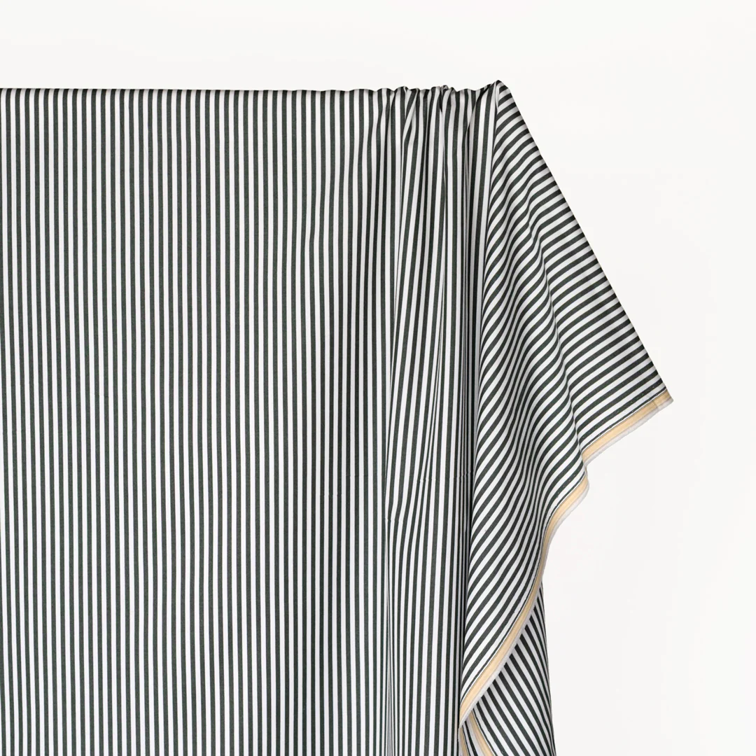 Candy Stripe Brushed Cotton Shirting - Pine/White - Image 4