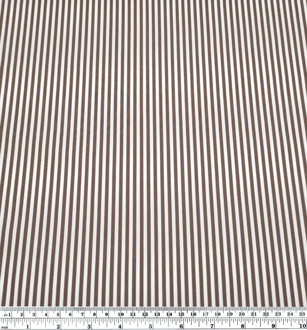 Candy Stripe Brushed Cotton Shirting - Umber/White - Image 3