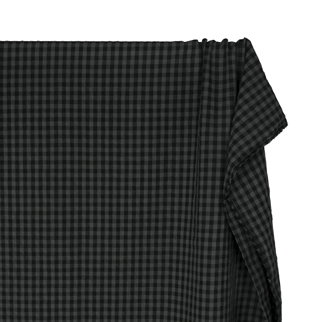 Carnival Gingham Seersucker - Charcoal/Black - Image 4