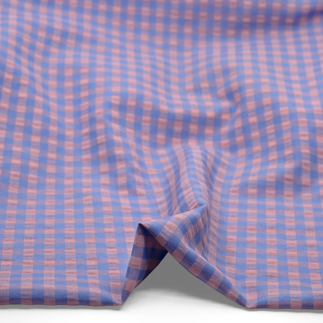 Carnival Gingham Seersucker - Cornflower/Petal - Image 2