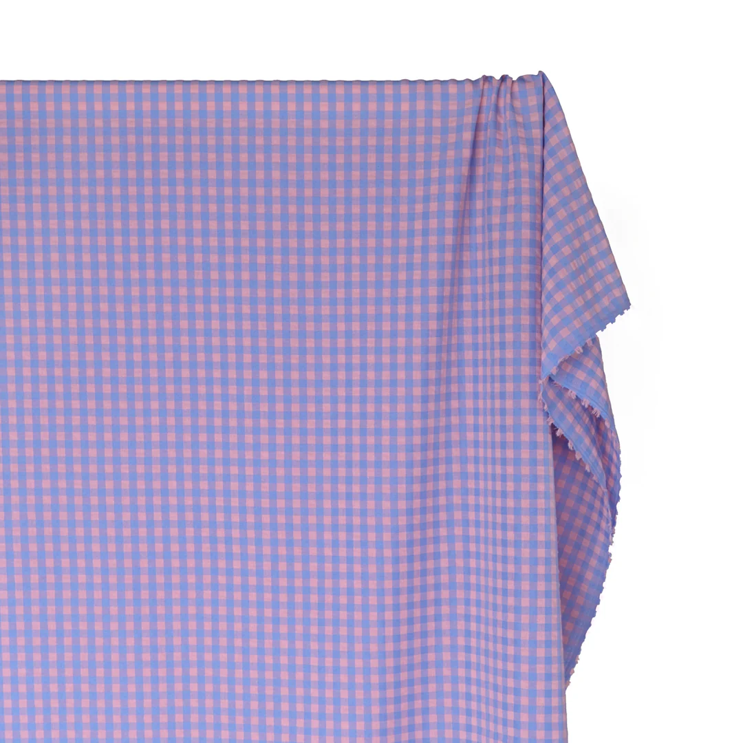 Carnival Gingham Seersucker - Cornflower/Petal - Image 4