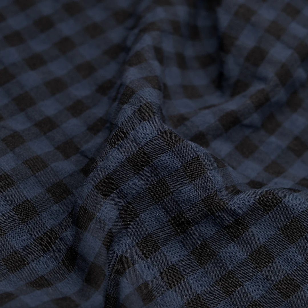 Carnival Gingham Seersucker - Deep Ocean/Black