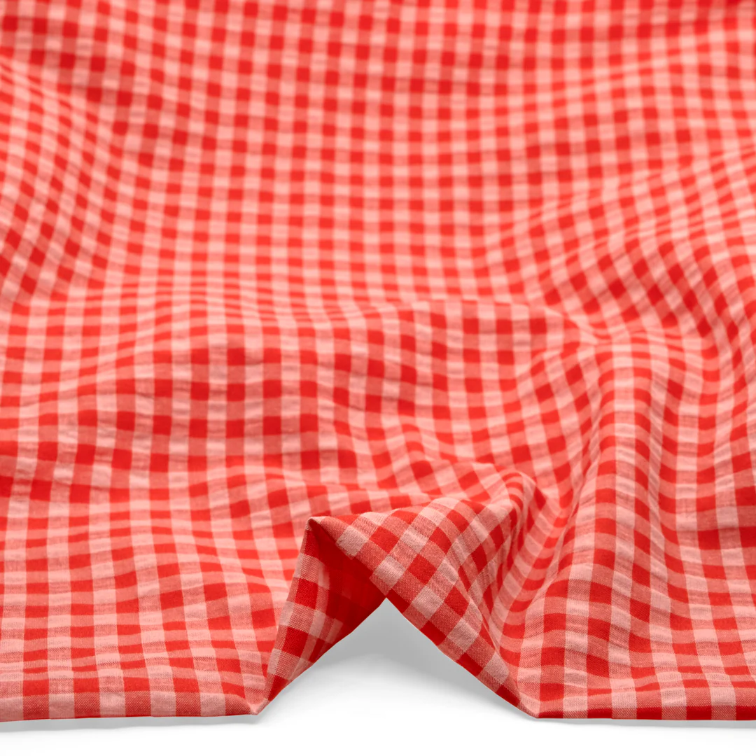 Carnival Gingham Seersucker - Grenadine/Blush - Image 2