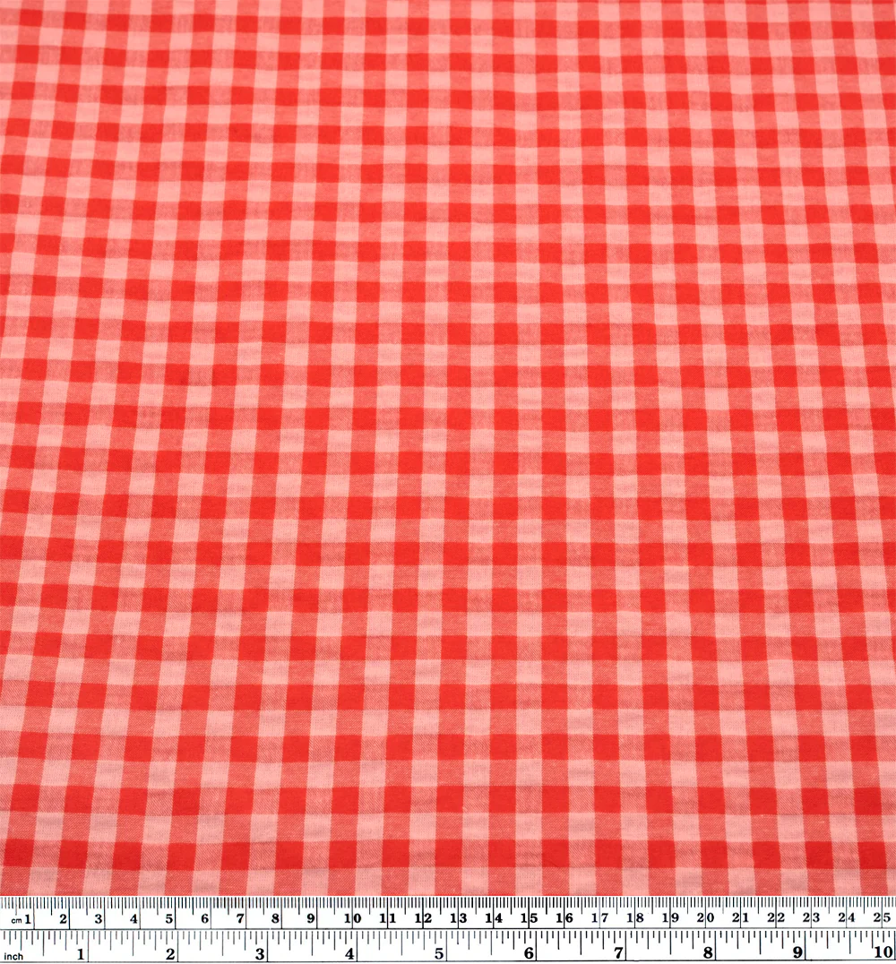 Carnival Gingham Seersucker - Grenadine/Blush - Image 3
