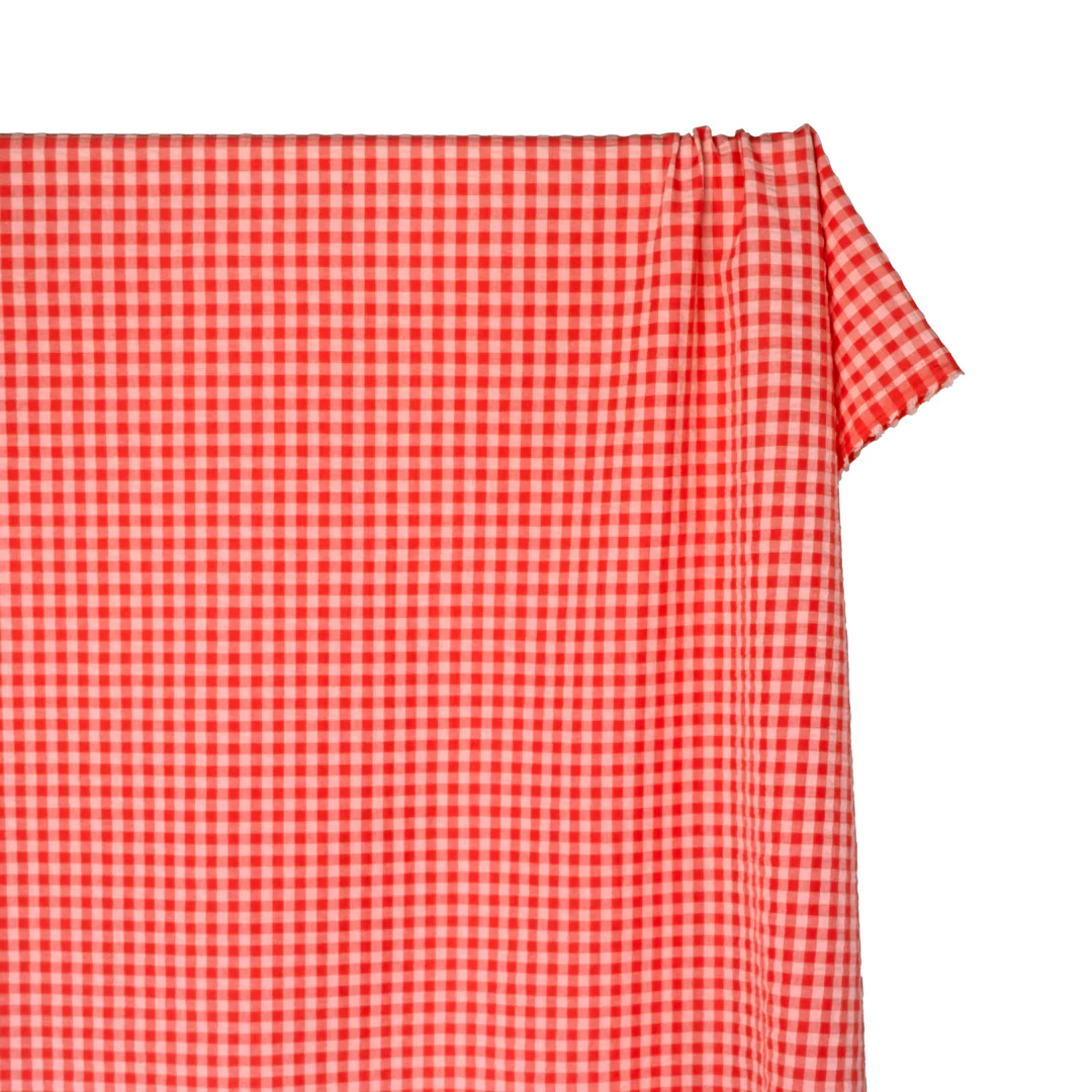 Carnival Gingham Seersucker - Grenadine/Blush - Image 4