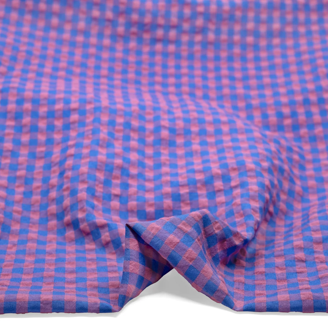 Carnival Gingham Seersucker - Lapis/Tulip - Image 2