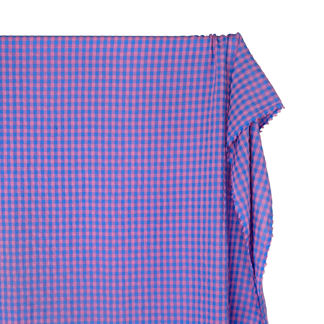 Carnival Gingham Seersucker - Lapis/Tulip - Image 4