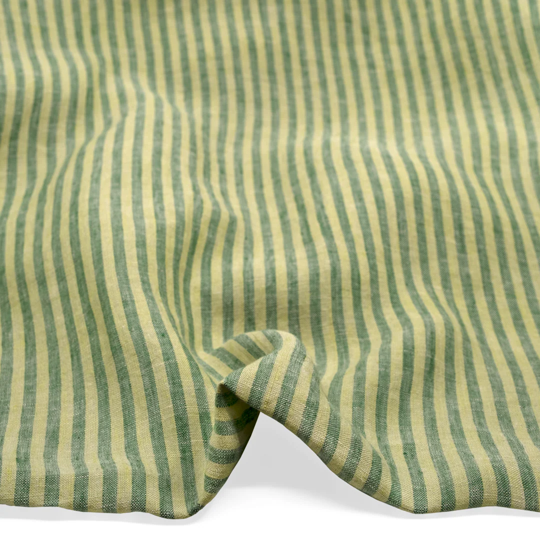Carnival Stripe Washed Linen - Celery - Image 2