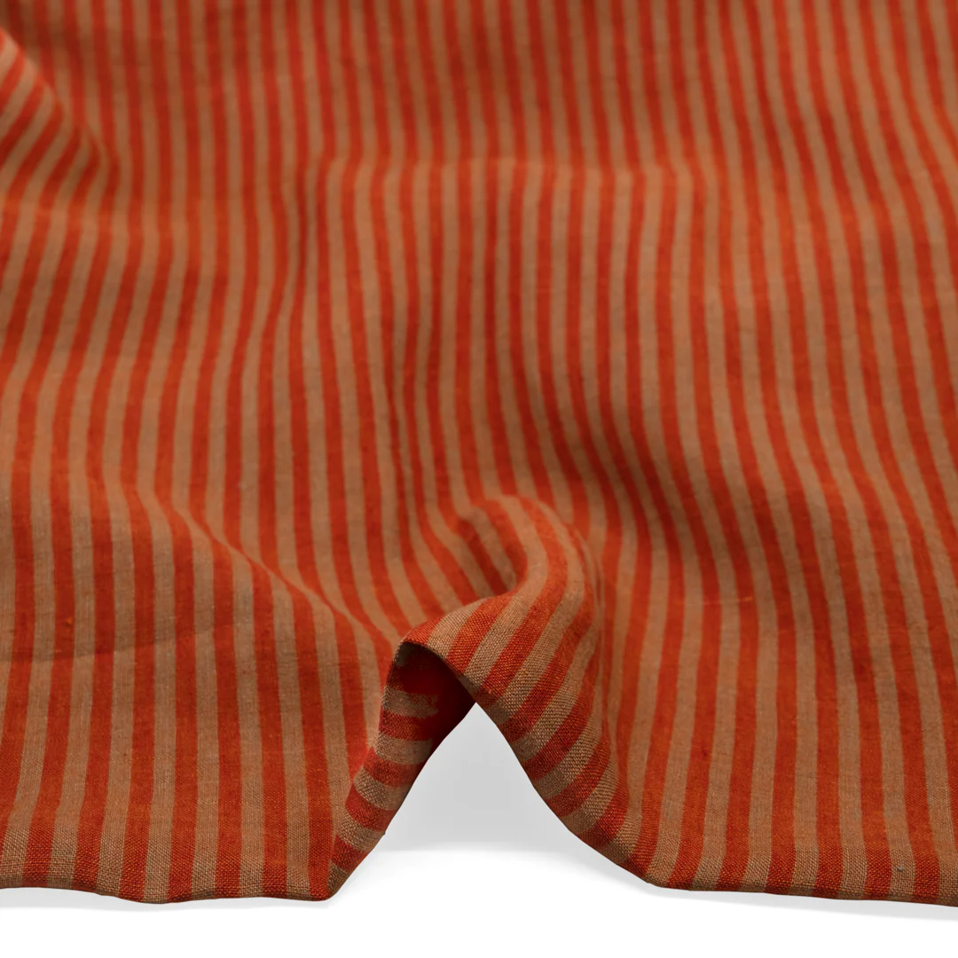 Carnival Stripe Washed Linen - Red Clay - Image 2