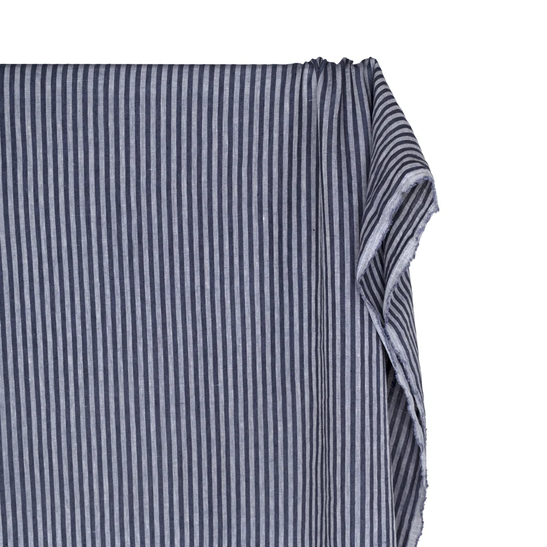 Carnival Stripe Washed Linen - Vintage Blue - Image 4