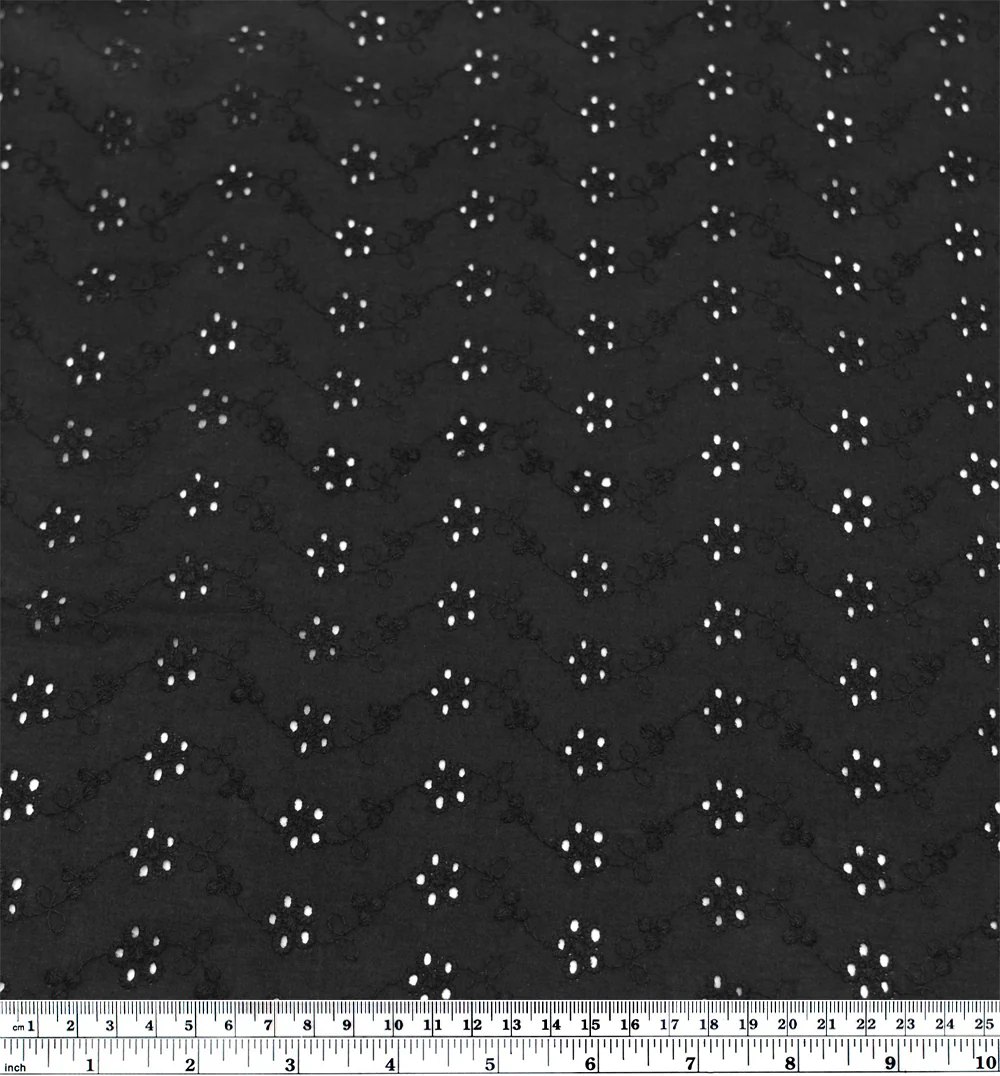 Cascading Vines Cotton Eyelet - Black - Image 3
