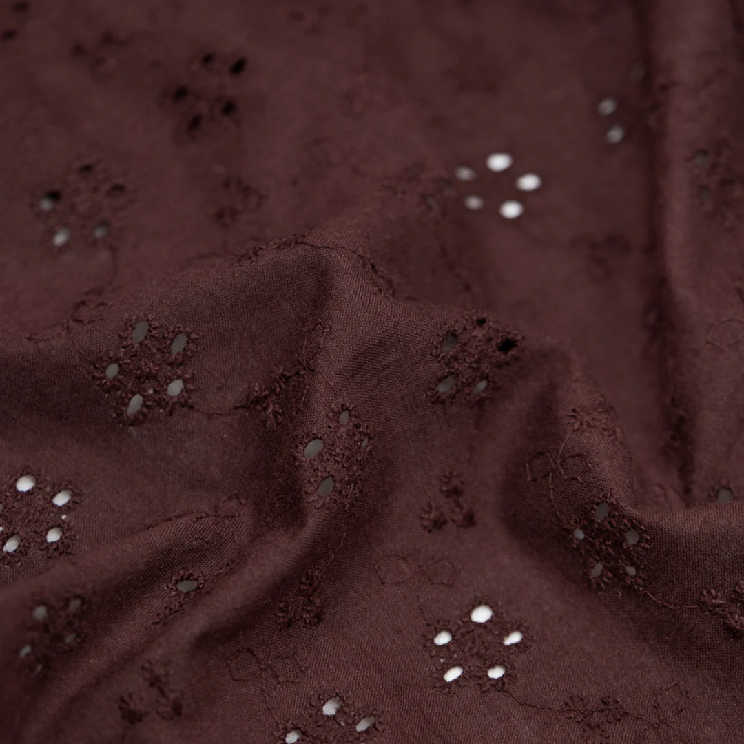 Cascading Vines Cotton Eyelet - Cabernet