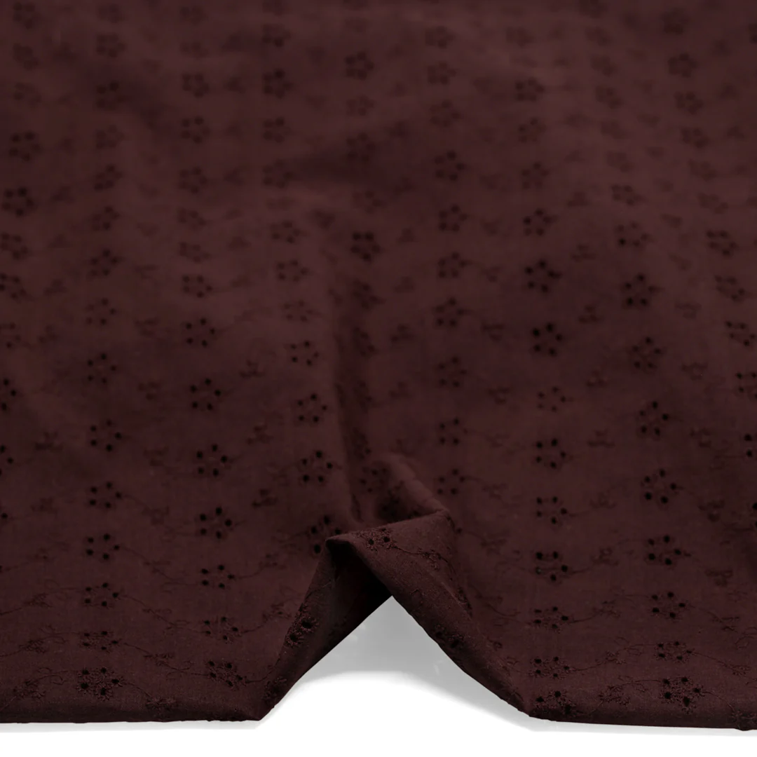 Cascading Vines Cotton Eyelet - Cabernet - Image 2