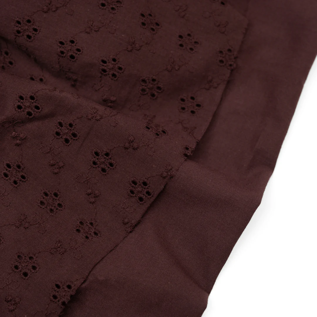Cascading Vines Cotton Eyelet - Cabernet - Image 4