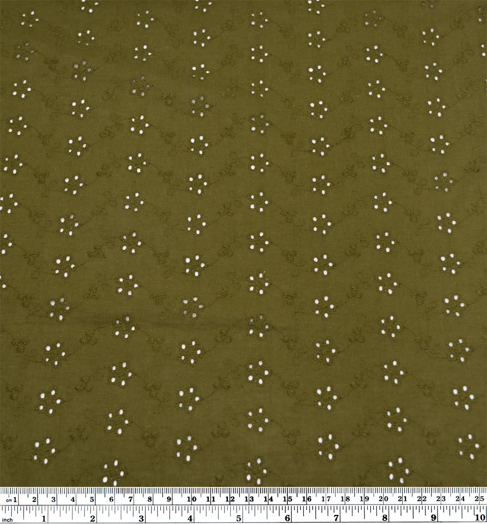 Cascading Vines Cotton Eyelet - Caper - Image 3