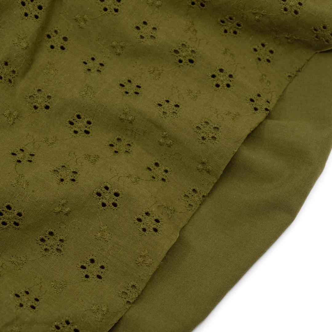 Cascading Vines Cotton Eyelet - Caper - Image 4