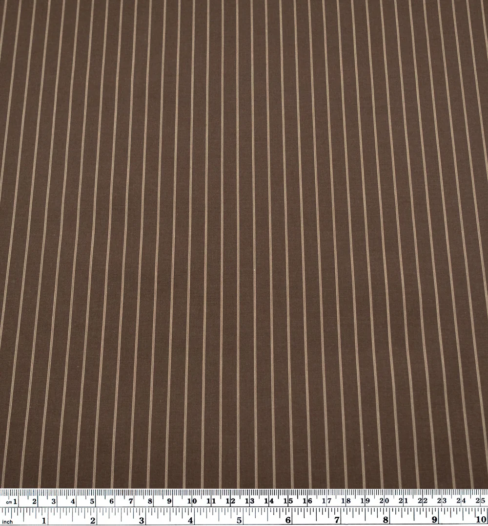 Chalk Stripe Cotton Shirting - Russet/Biscuit - Image 4