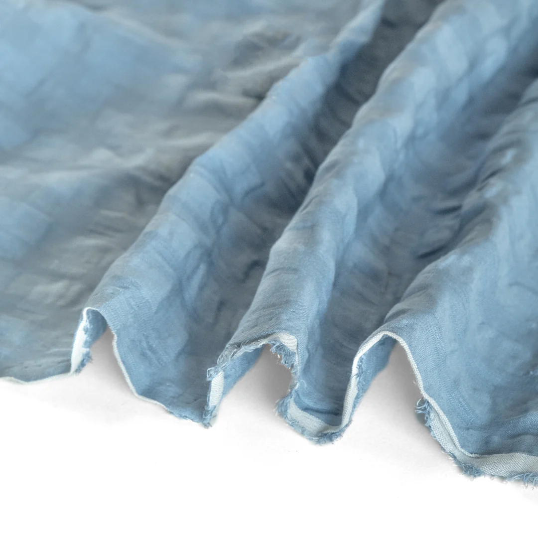 Check Linen Viscose Gauze - Blue Sky - Image 2