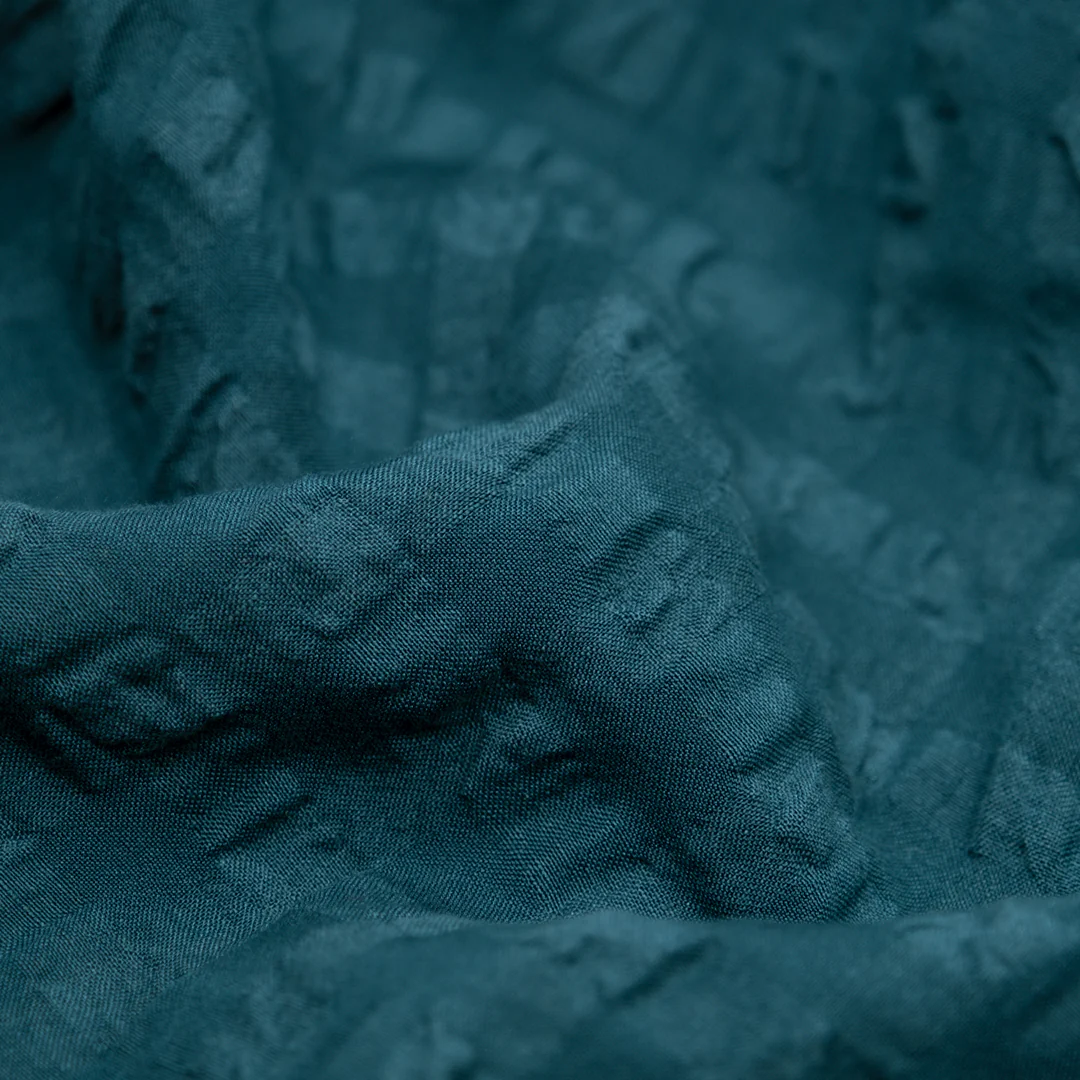 Check Linen Viscose Gauze - Deep Teal