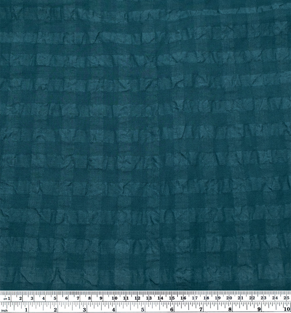 Check Linen Viscose Gauze - Deep Teal - Image 3