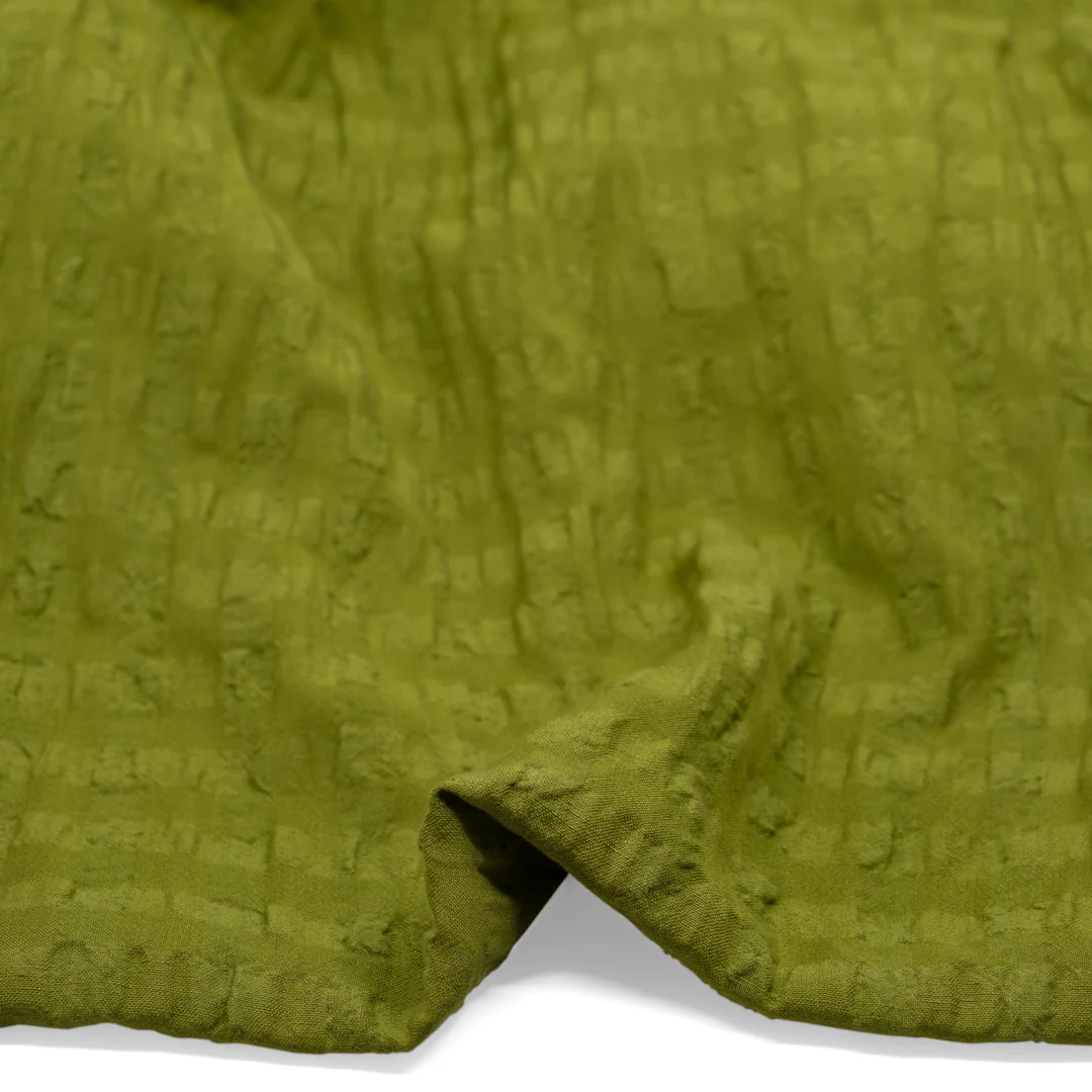 Check Linen Viscose Gauze - Pickle - Image 2