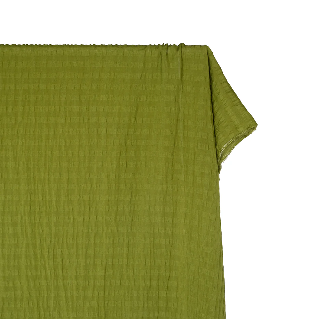Check Linen Viscose Gauze - Pickle - Image 4