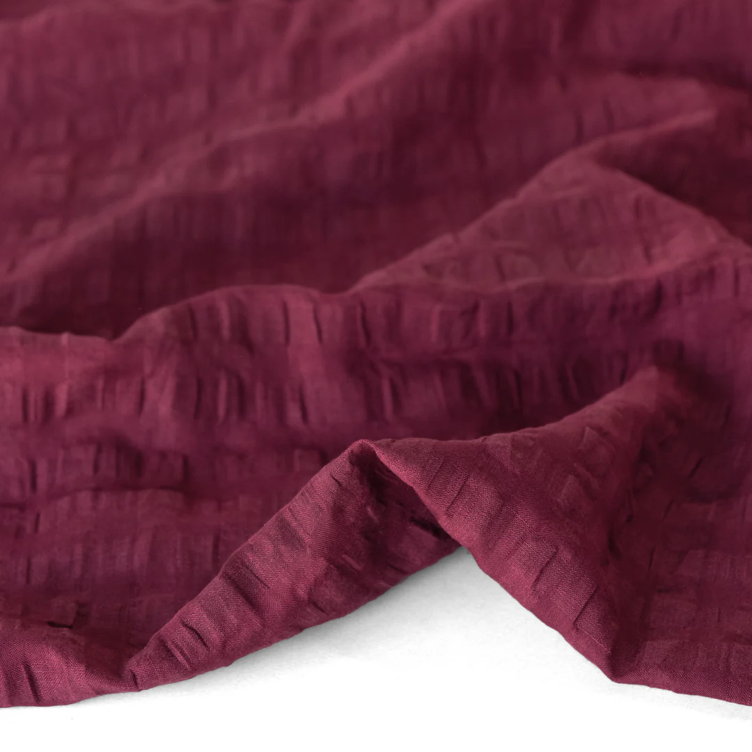 Check Linen Viscose Gauze - Sangria