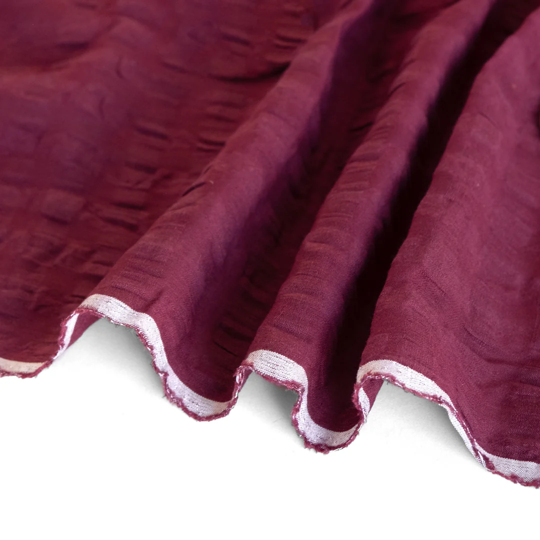 Check Linen Viscose Gauze - Sangria - Image 2