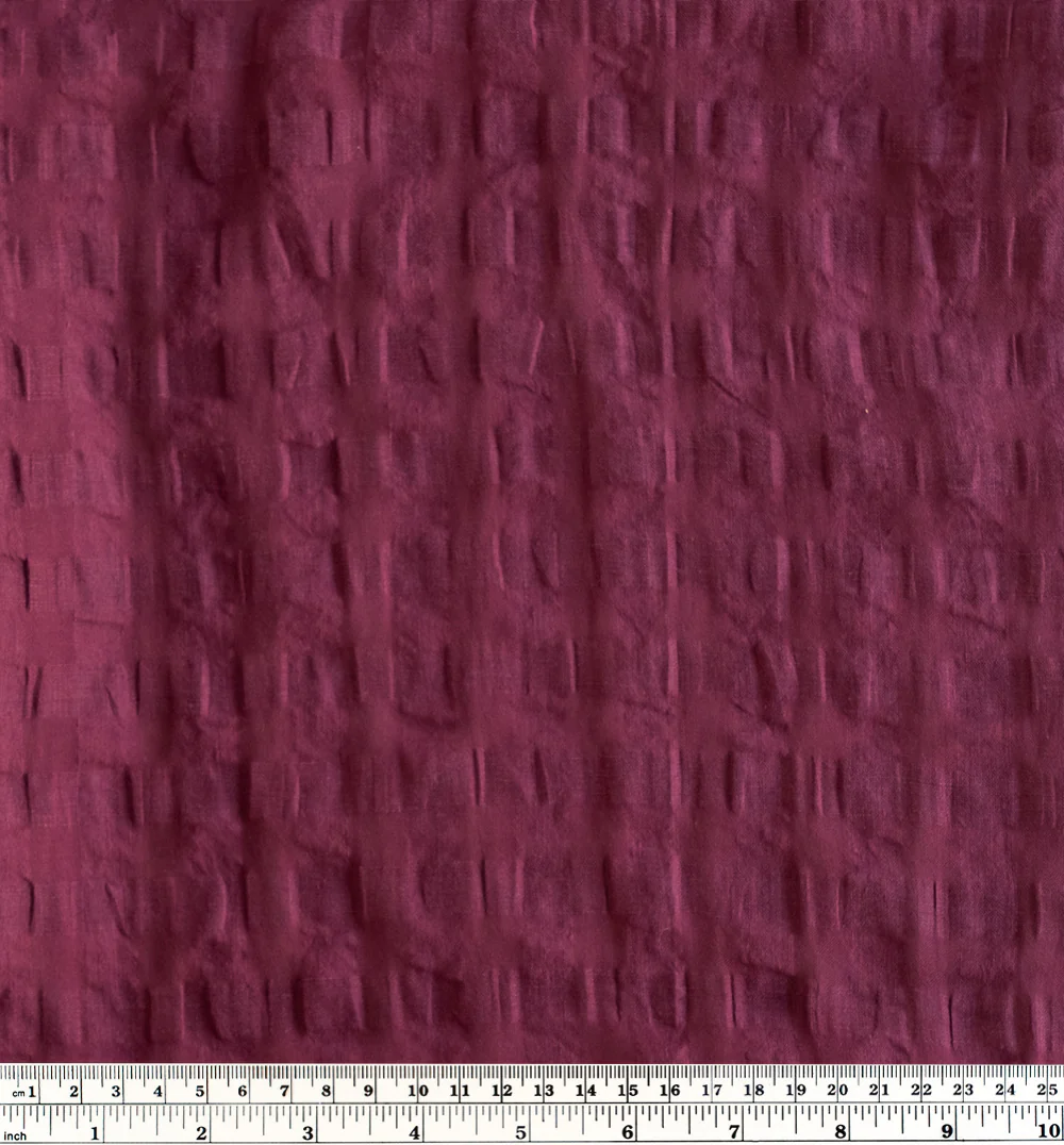 Check Linen Viscose Gauze - Sangria - Image 4