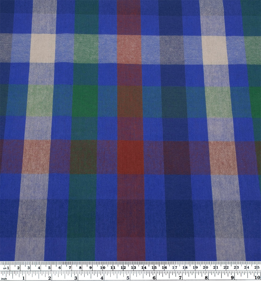 Chroma Plaid Sandwashed Cotton - Lapis/Red Clay/Multi - Image 3