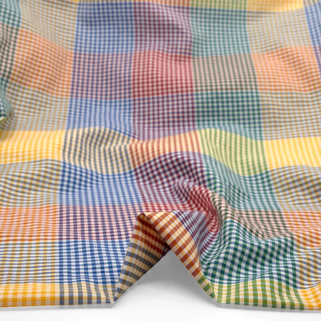 Chromatic Check Cotton Shirting - Cherry/Lemon/Blueberry - Image 2