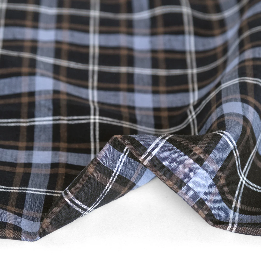Classic Check Yarn Dyed Linen - Black/Periwinkle/White