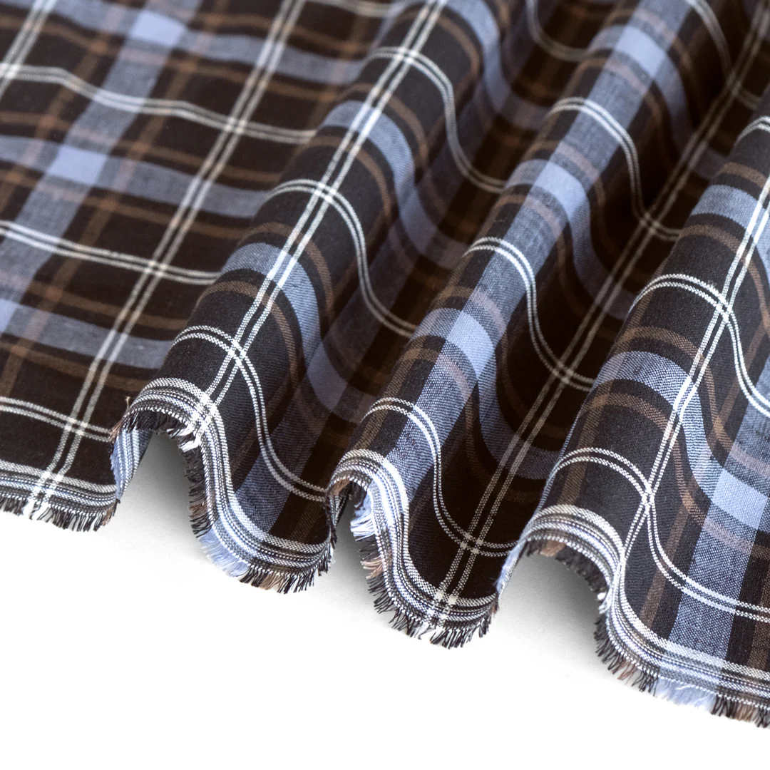 Classic Check Yarn Dyed Linen - Black/Periwinkle/White - Image 2