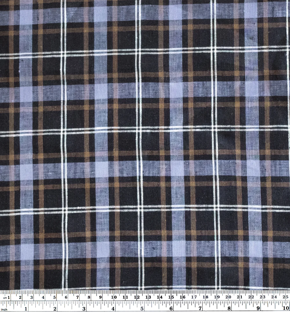 Classic Check Yarn Dyed Linen - Black/Periwinkle/White - Image 4