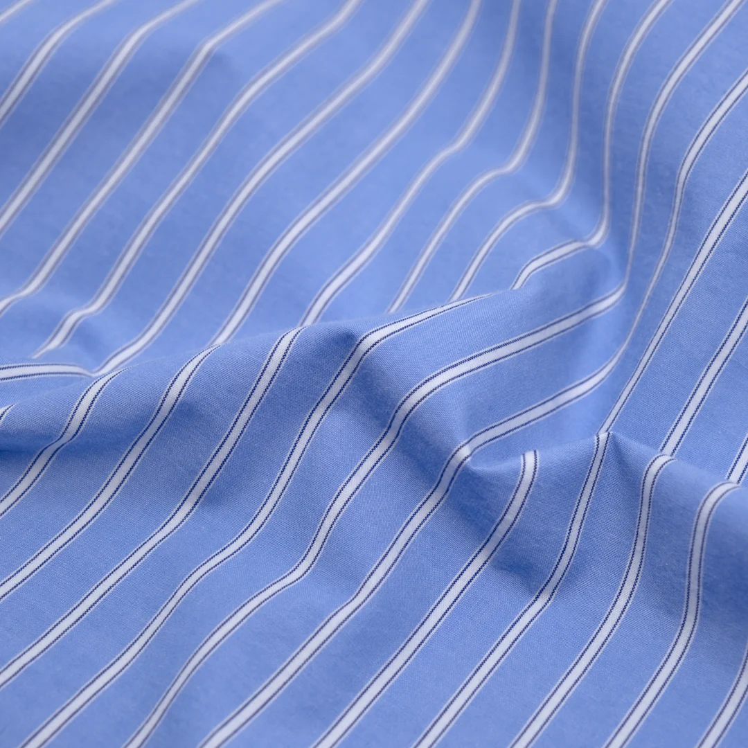 Classic Stripe Cotton Shirting - Powder Puff/White