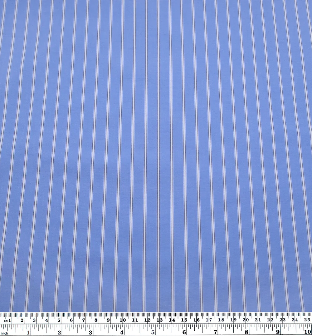 Classic Stripe Cotton Shirting - Powder Puff/White - Image 3