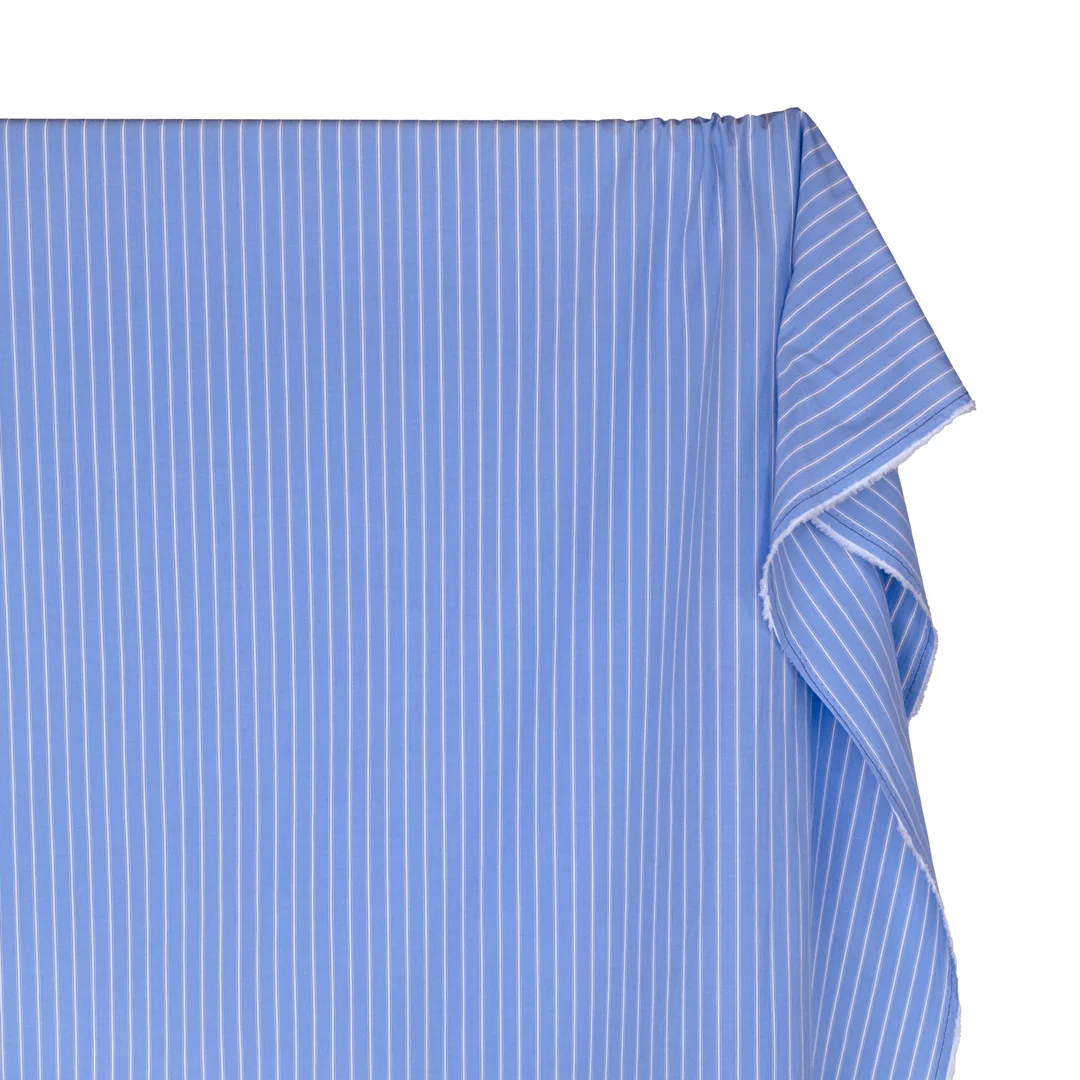Classic Stripe Cotton Shirting - Powder Puff/White - Image 4