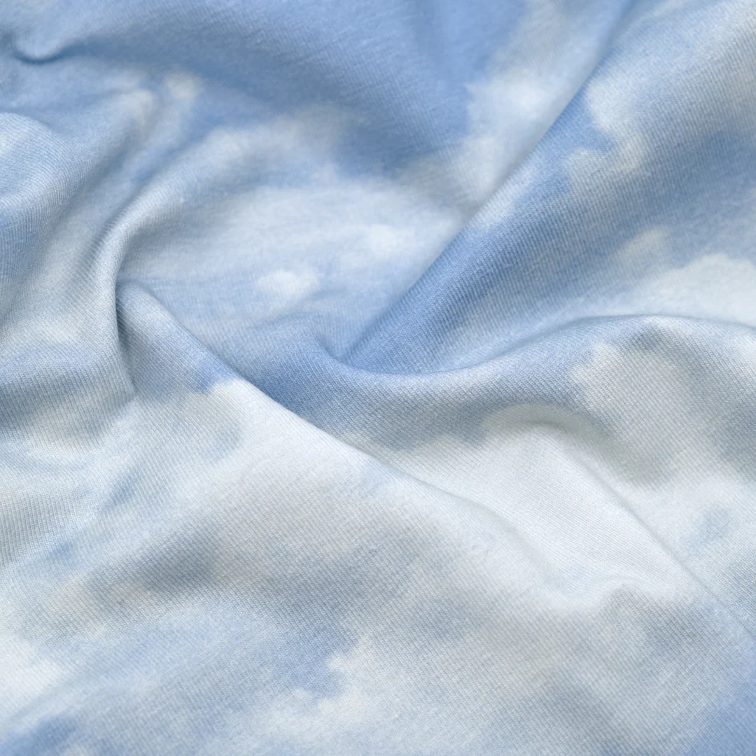 Cloudy Skies Organic Cotton Jersey - Baby Blue/Ivory