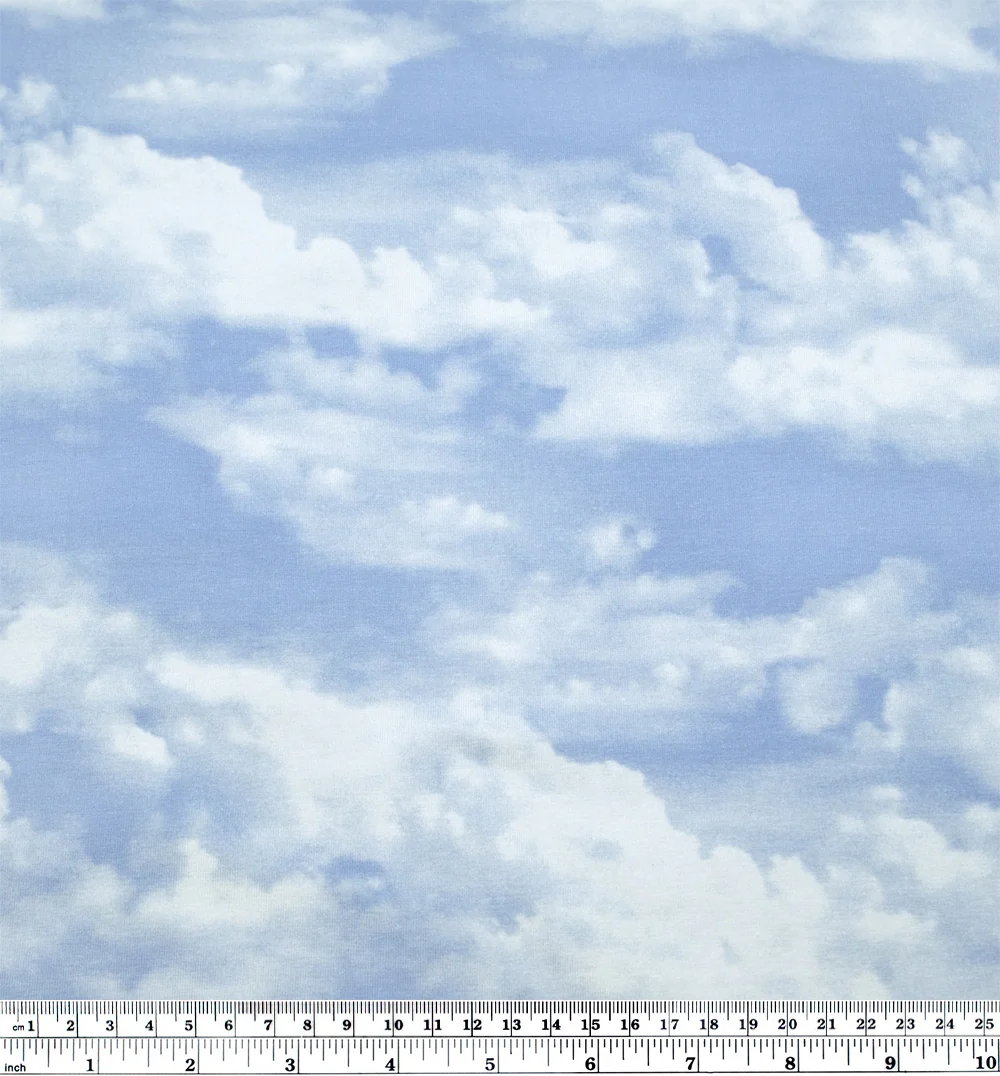 Cloudy Skies Organic Cotton Jersey - Baby Blue/Ivory - Image 4