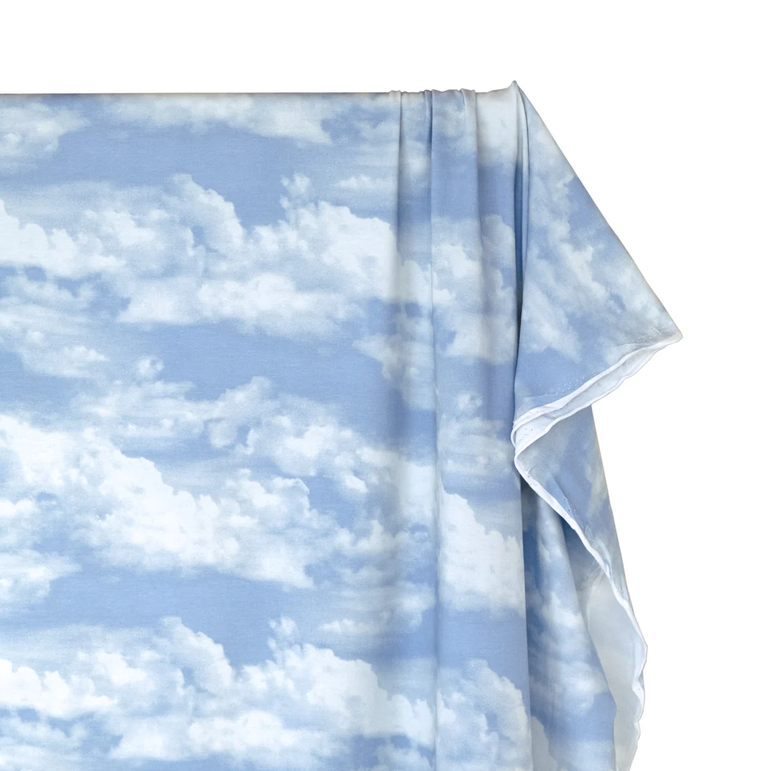 Cloudy Skies Organic Cotton Jersey - Baby Blue/Ivory - Image 5