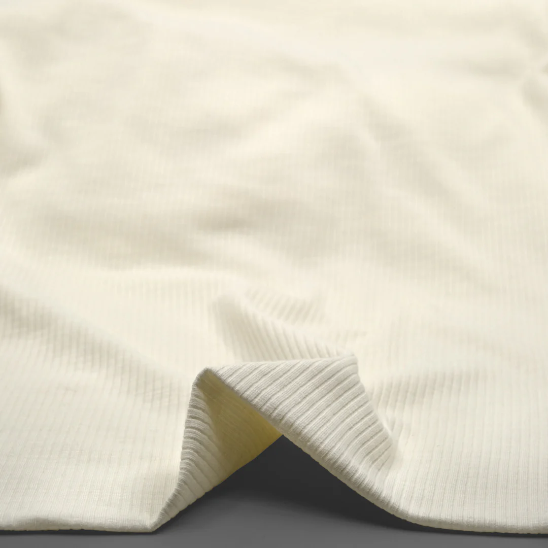 Comfy Cotton Rib Knit - Ivory - Image 2