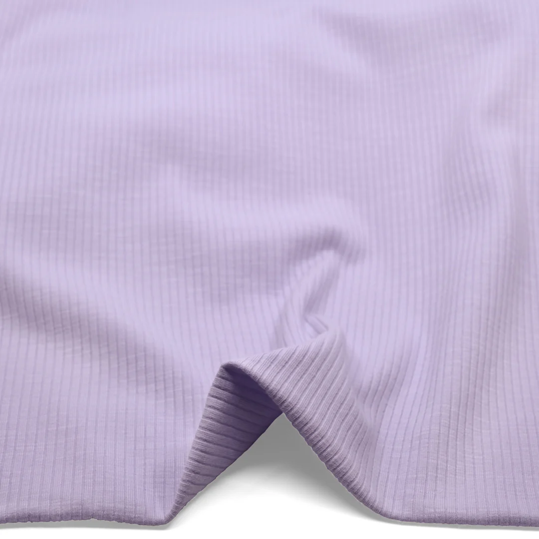 Comfy Cotton Rib Knit - Pale Lilac - Image 2