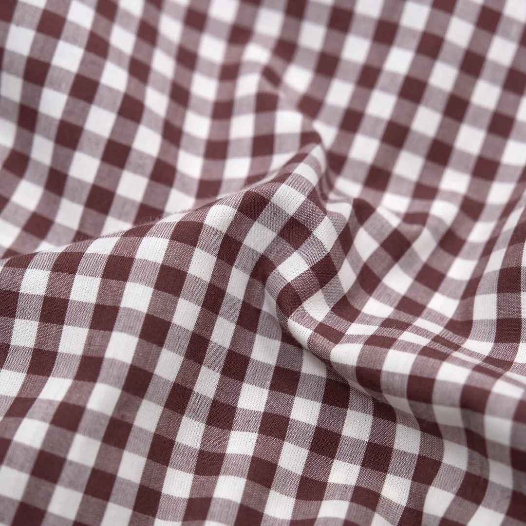 Confetti Mini Gingham Cotton Shirting - Baked Clay/Ivory