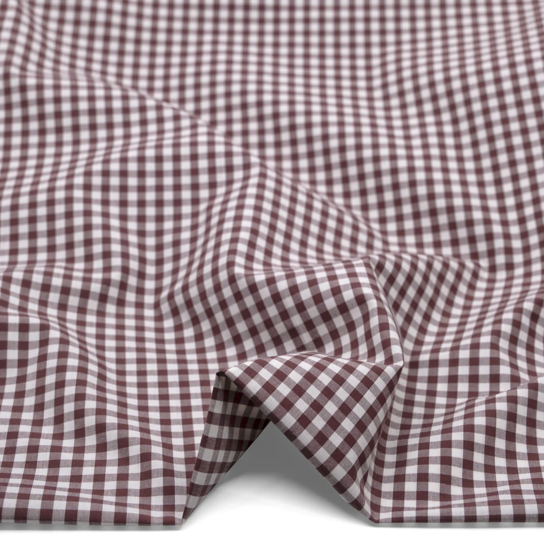 Confetti Mini Gingham Cotton Shirting - Baked Clay/Ivory - Image 2