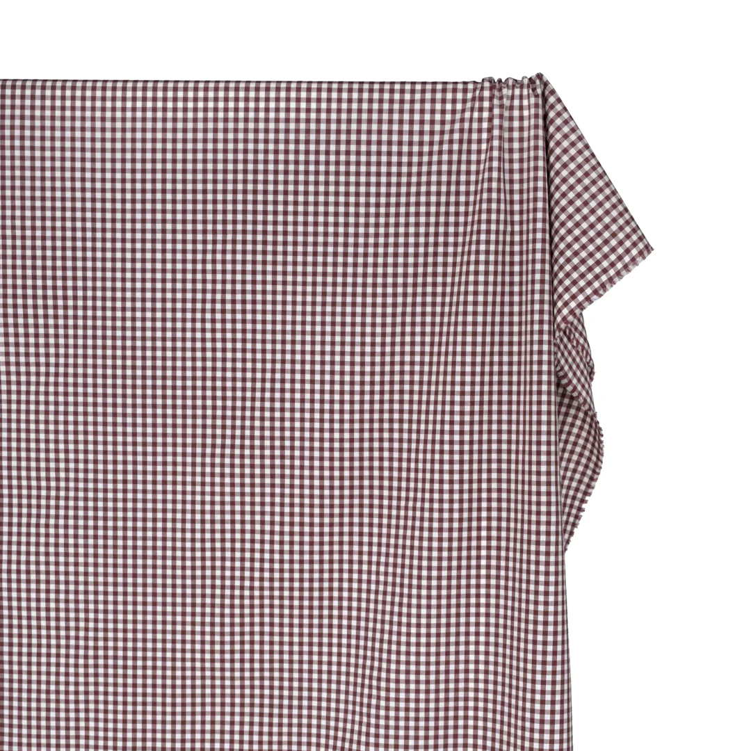 Confetti Mini Gingham Cotton Shirting - Baked Clay/Ivory - Image 3