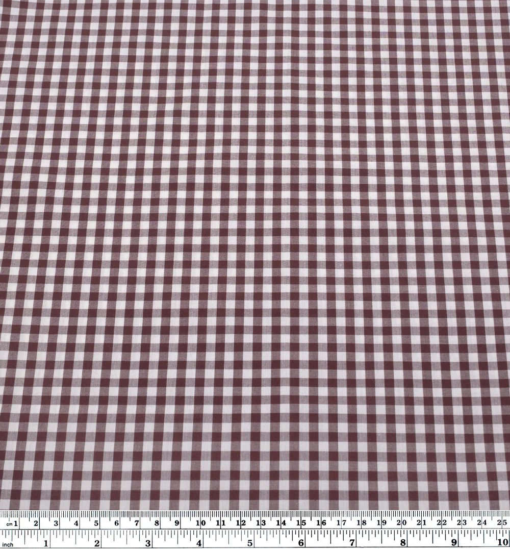 Confetti Mini Gingham Cotton Shirting - Baked Clay/Ivory - Image 4