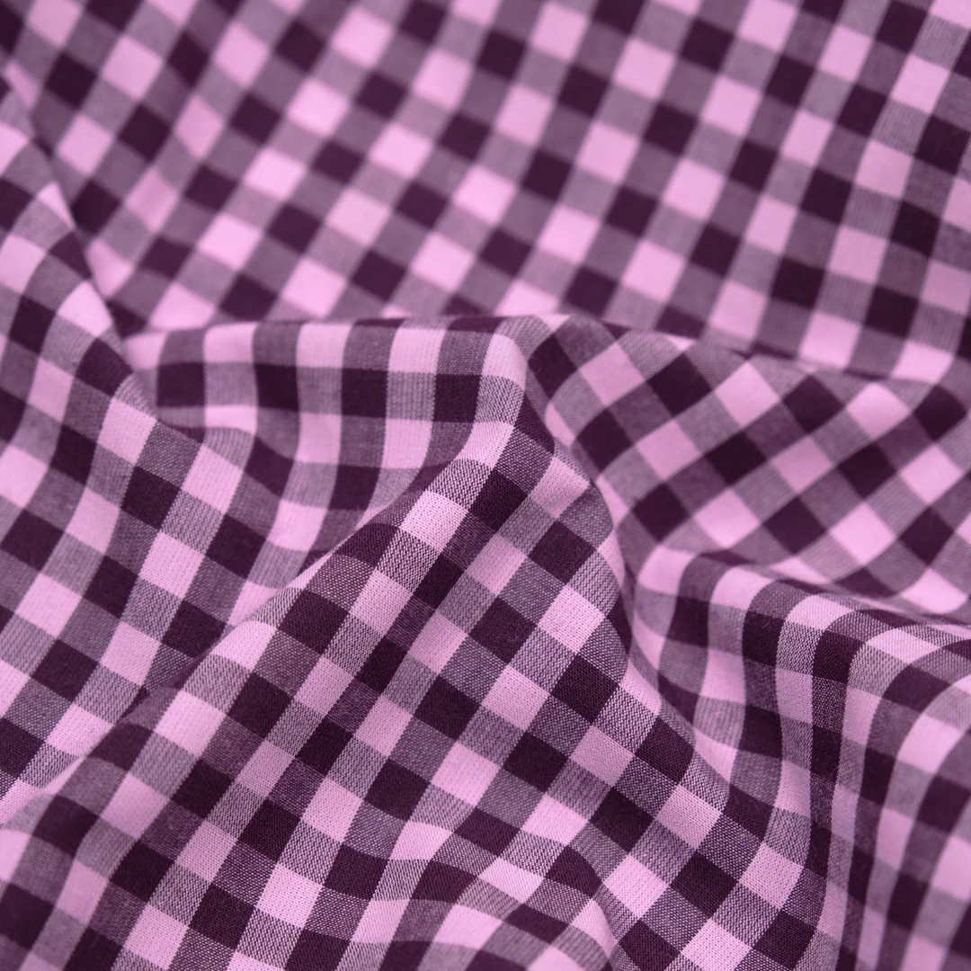 Confetti Mini Gingham Cotton Shirting - Candy Floss/Boysenberry