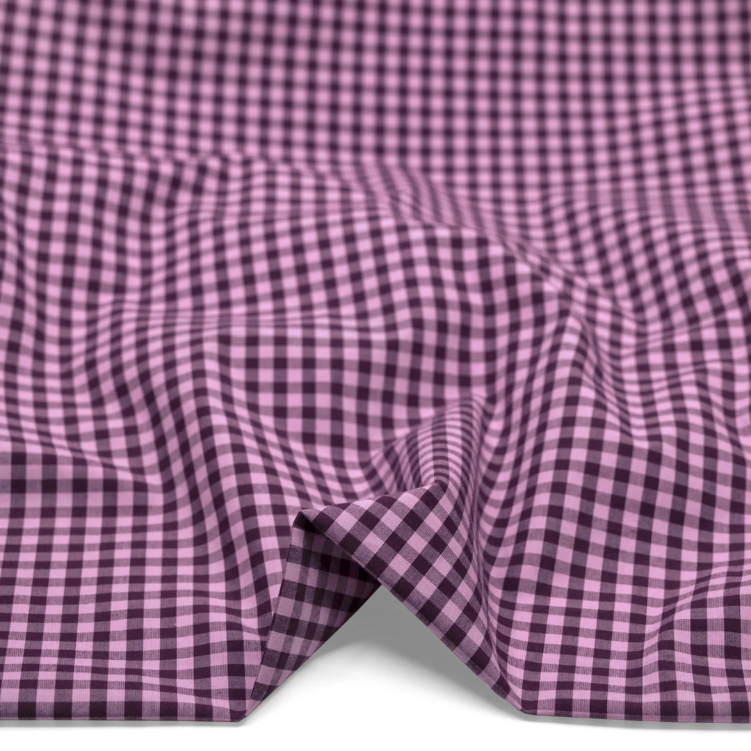 Confetti Mini Gingham Cotton Shirting - Candy Floss/Boysenberry - Image 2