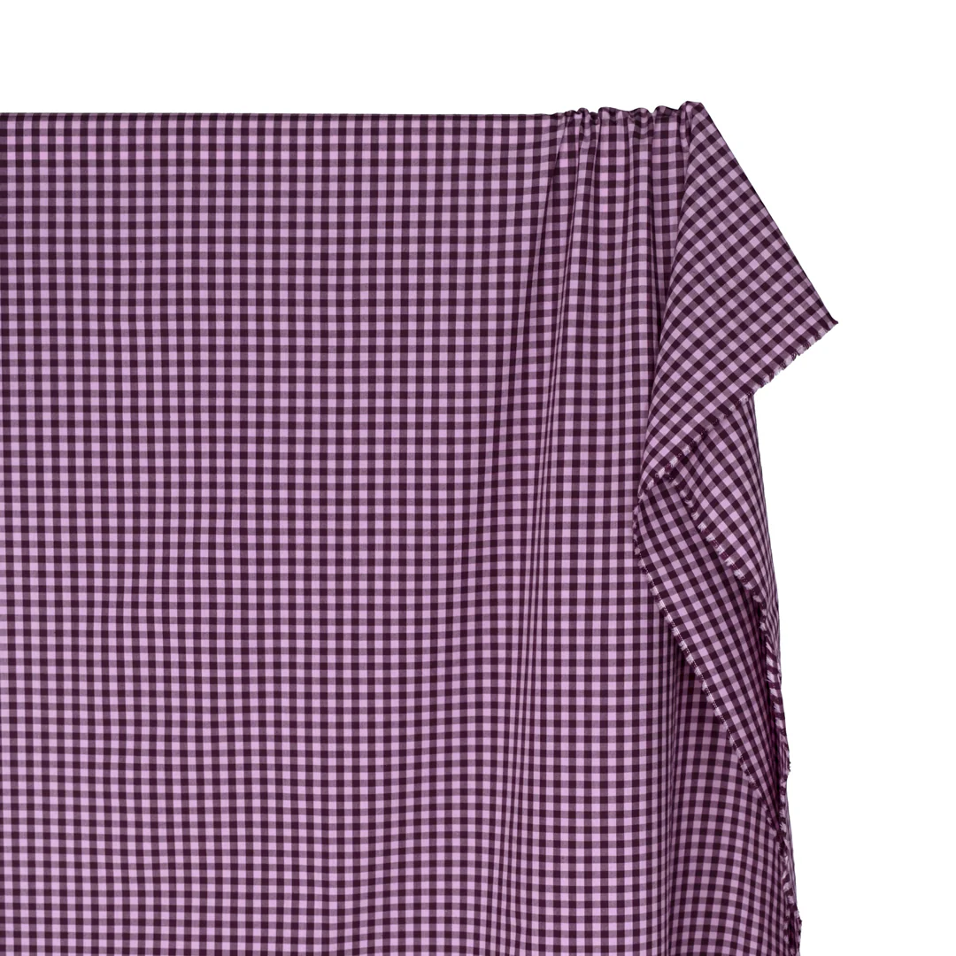 Confetti Mini Gingham Cotton Shirting - Candy Floss/Boysenberry - Image 3