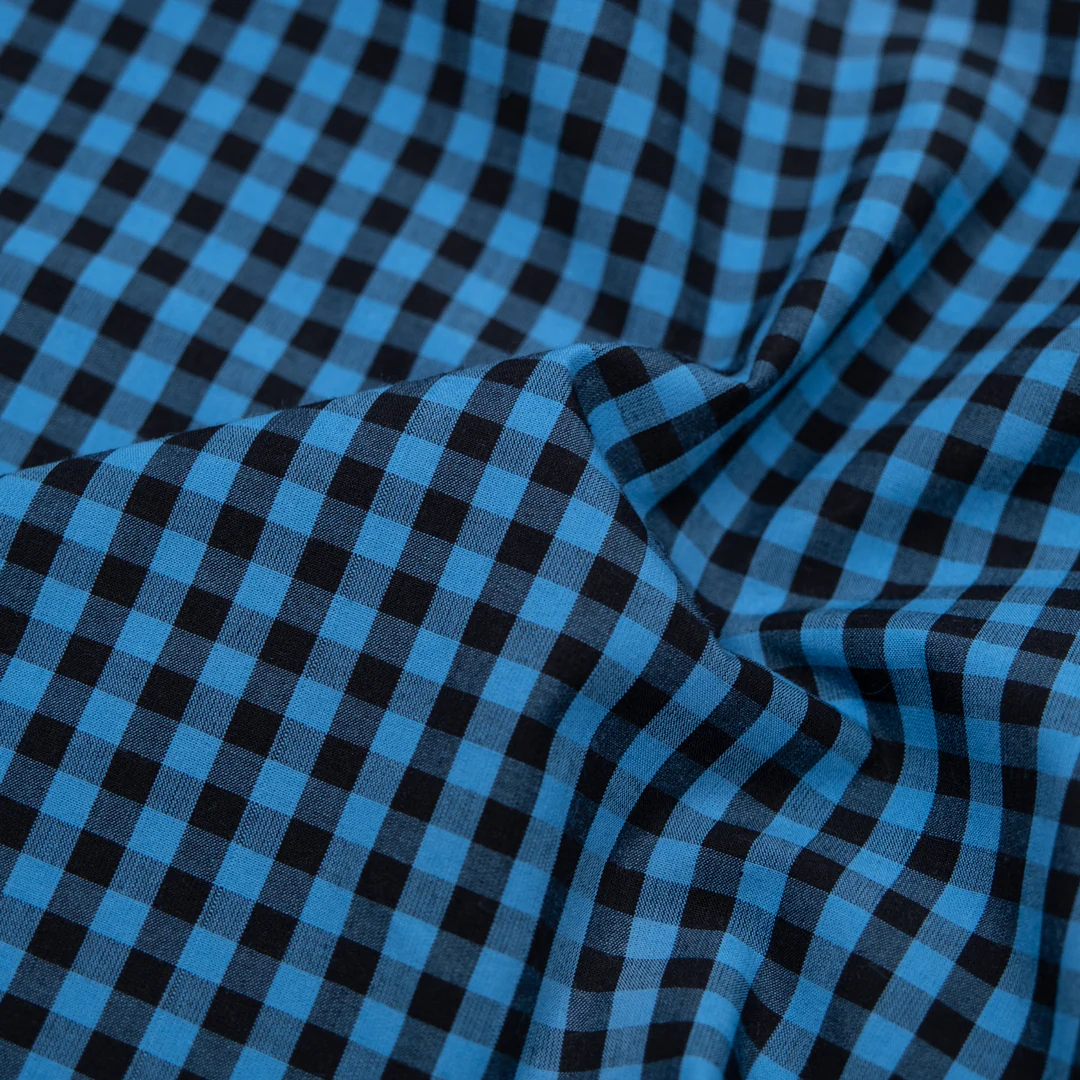 Confetti Mini Gingham Cotton Shirting - Capri/Black